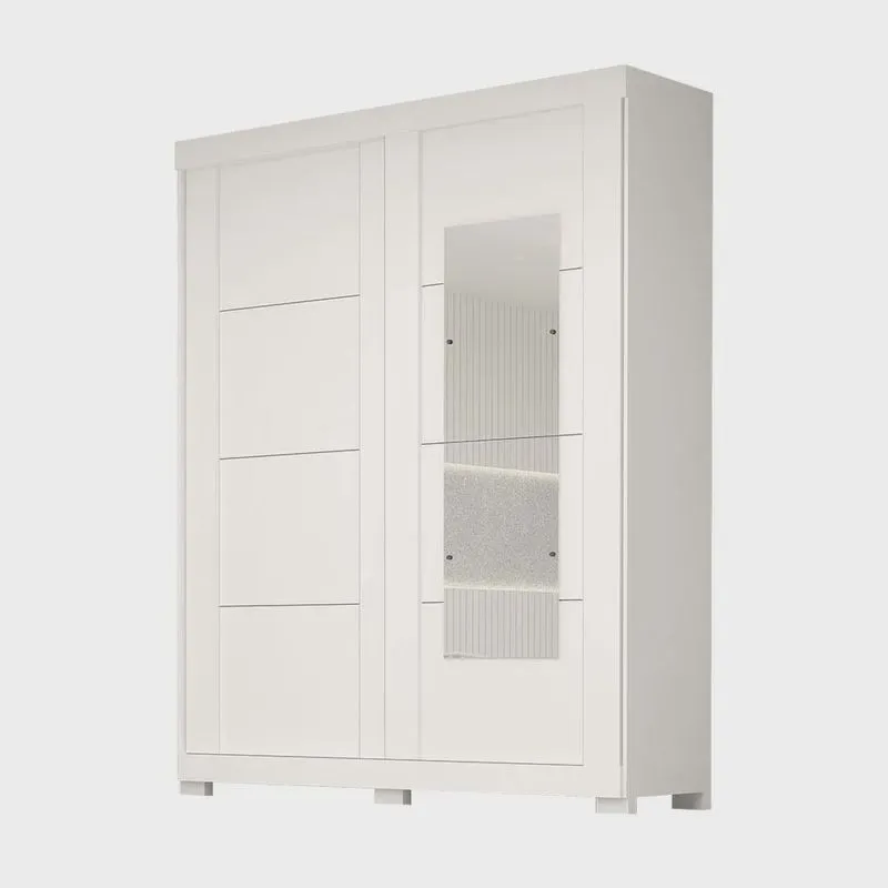 Guarda Roupa Solteiro com Espelho 2 Portas de Correr Helena acp móveis Branco - 100% mdf