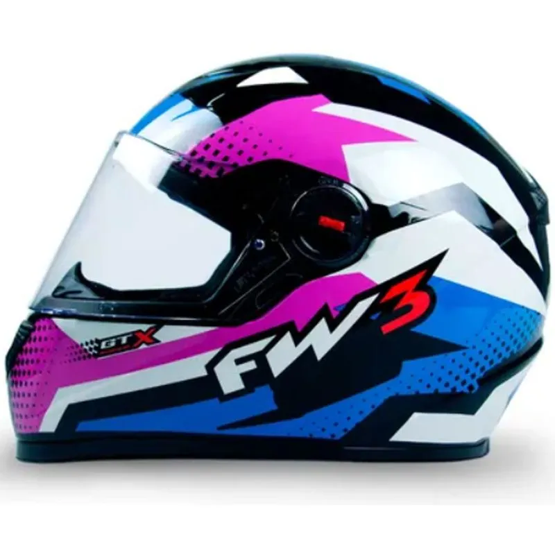 Capacete Fechado FW3 GTN Super Capacete FW3 GTN Super Lilas Azul Branco 56
