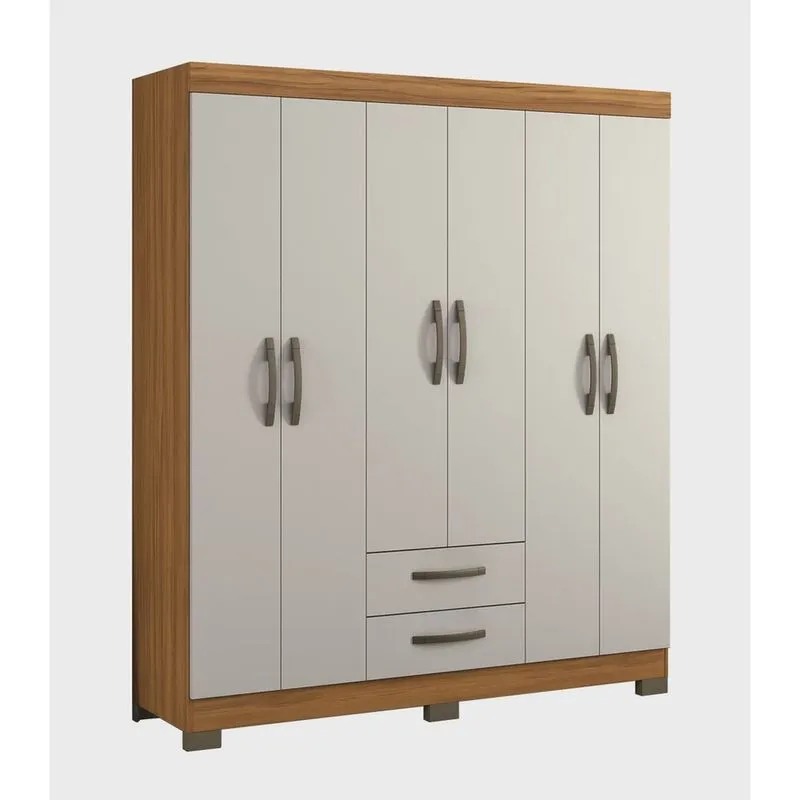 Guarda-Roupa 6 Portas nt 5130 Freijó com Off White - Notável