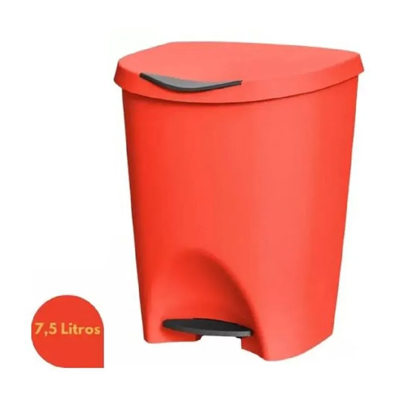 Lixeira com Pedal 7,5 L Cor Vermelha