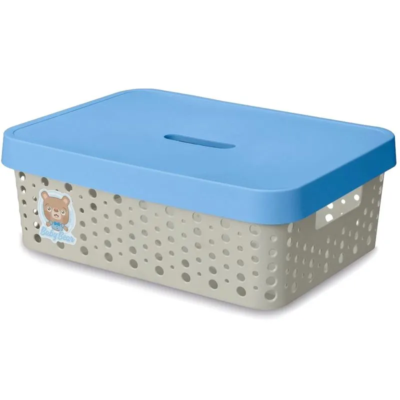 Caixa Organizadora Baby Trama Rattan Azul 11 L - Usual Utilidades