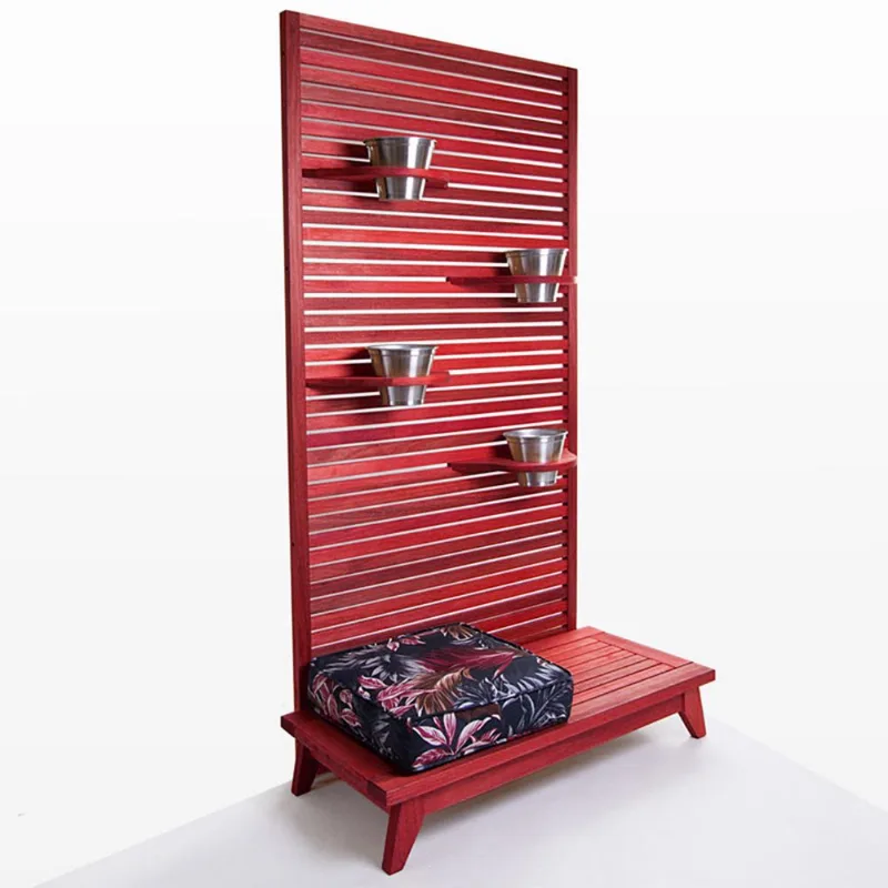 Jardineira Completa Zen com almofada Mão e Formão - Tecido 18663-2 Vermelho