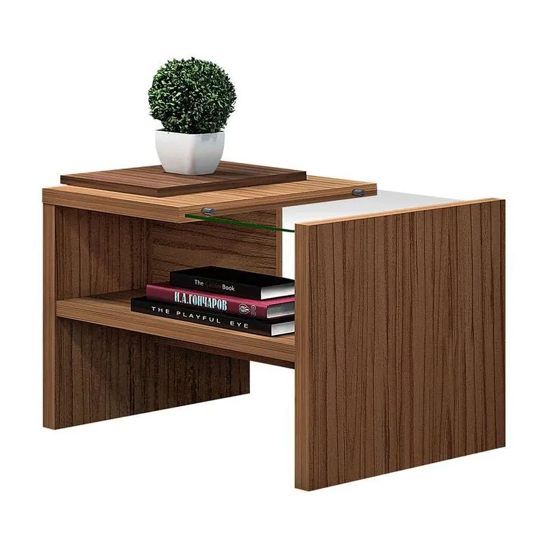Mesa Lateral Tâmisa Amêndoa E Castanho