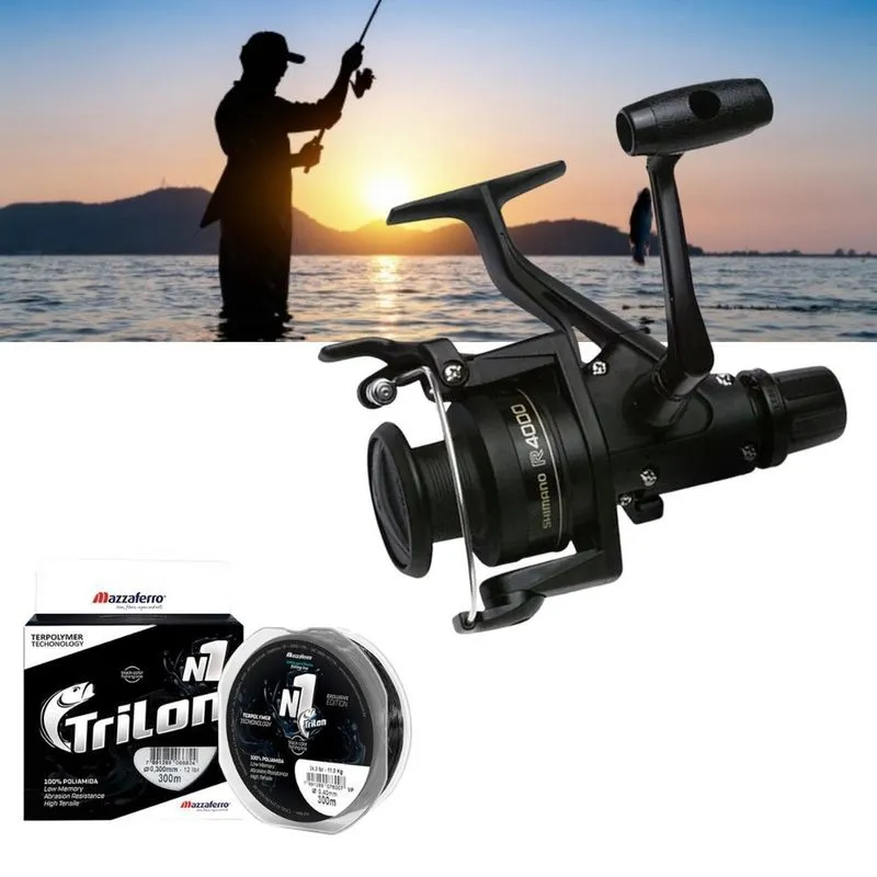 Kit Molinete Shimano Ix 4000 + Linha Mazzaferro Soft Black