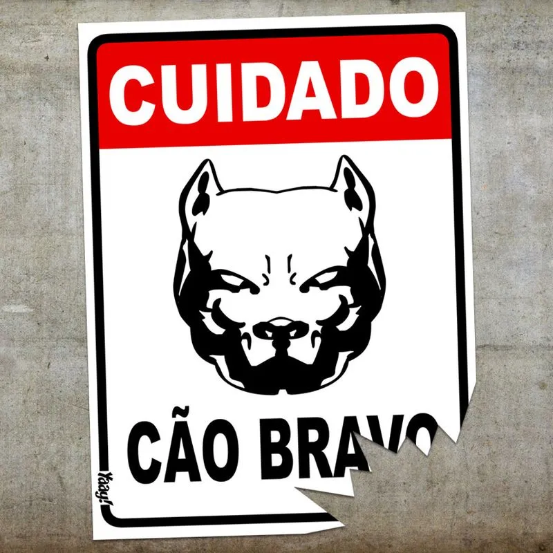 Placa mordida Cuidado Cão Bravo