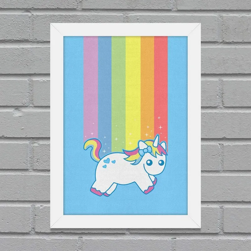 Quadro A4 Unicórnio Arco-íris