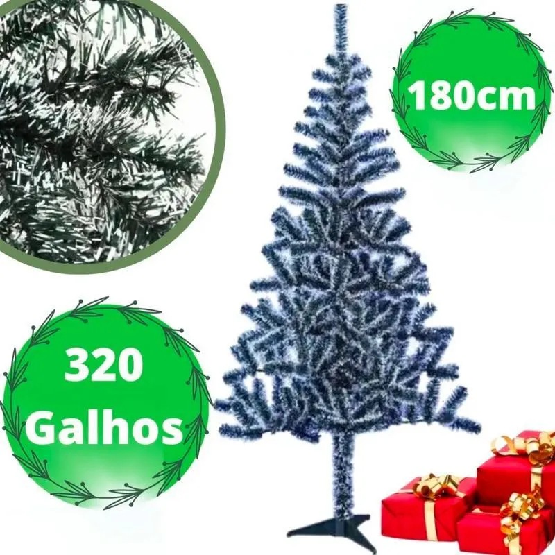Árvore Natal Pinheiro Nevada Cheia 320 Galhos Base Neve