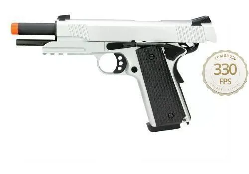 Pistola Airsoft Gbb M1911 Warrior R28 Silver Blowback 6mm