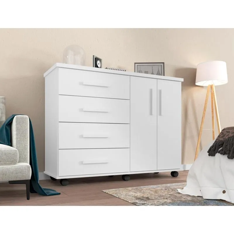 Cômoda 4 Gavetas 2 Portas Encanto Branco