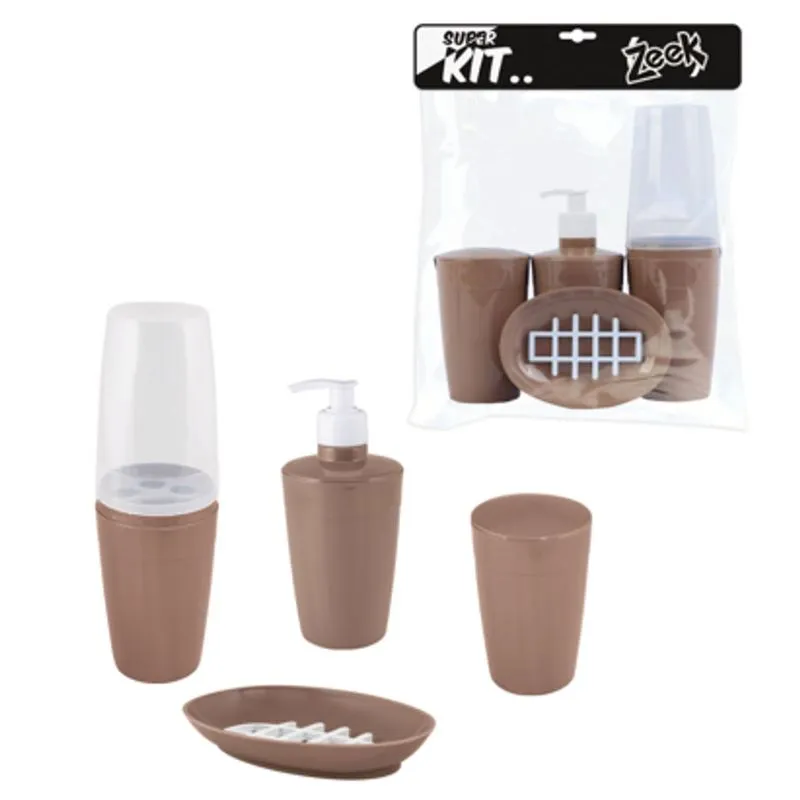Kit Banho Completo 04 Peças Bege - Zeek