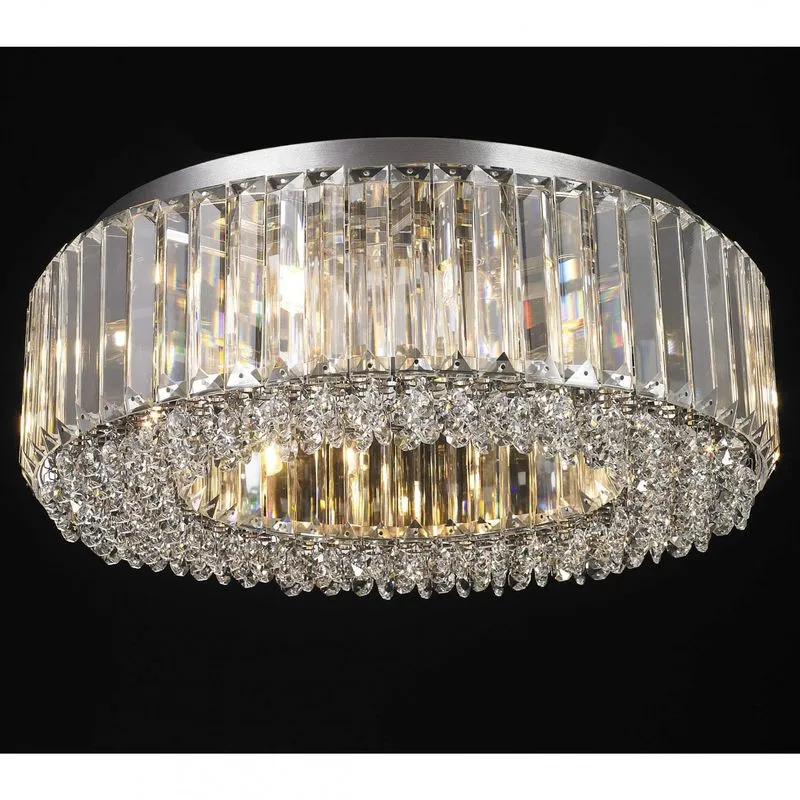 Plafon Sobrepor de Cristal e Aço Cromado 8 Lâmpadas PL-035/8 Mais Luz Cromado