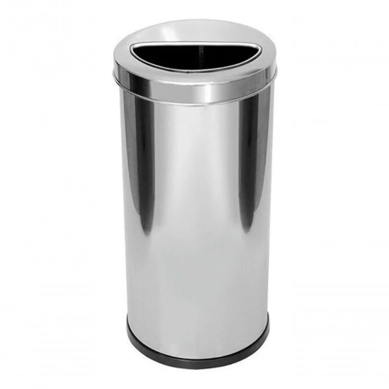 Lixeira OR 6 30L Aço Inox com Aro Meia Lua e Tampa Removível para Uso Comercial Inox