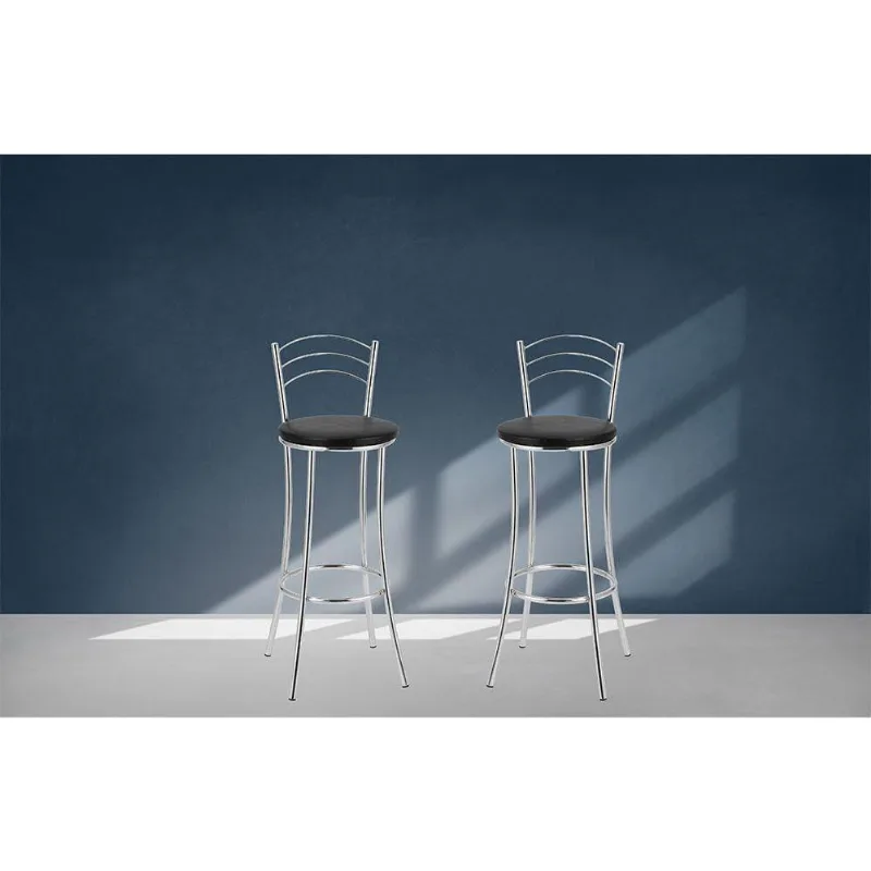Kit 2 Banquetas com Encosto Treparoni Preto - Glass Mosaic