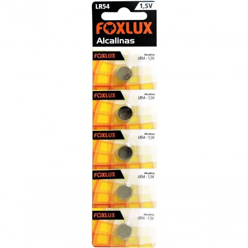 Pilha Bateria Alcalina 1,5v Lr54 Com 5 Peças Foxlux