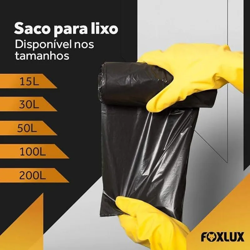 Saco para Lixo em Rolo UD05.09-N 15L Plástico Preto 30 Peças Foxlux