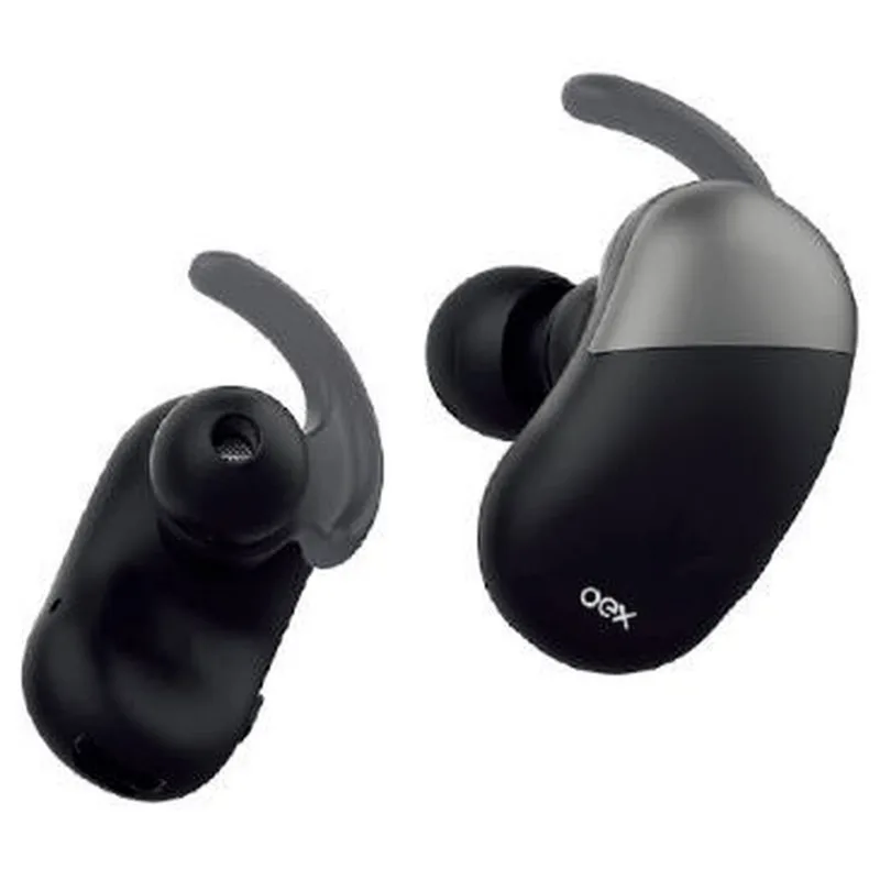 Fone de Ouvido Bluetooth 5.0 OEX DOT TWS30 Preto e Cinza Recarga USB com Case com Zíper