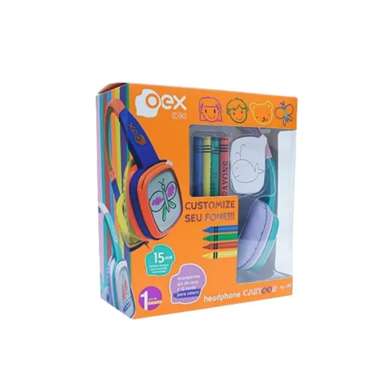 Fone de Ouvido Infantil OEX Kids Cartoon Rosa e Lilás HP302 FONE DE OUVIDO INF OEX KIDS CARTOON ROSA