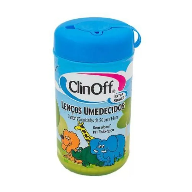 Kit 24 Pote Azul Lenços Umedecidos Suave 75 Unidades Clinoff