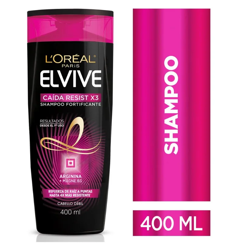 Shampoo Elvive Caída Resist x 3 400 cc.