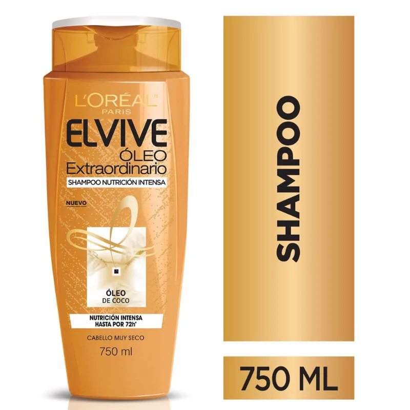 Shampoo Elvive Óleo Extraordinario nutrición intensa 750 cc.