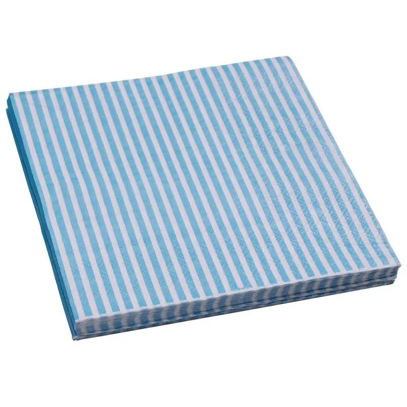 Guardanapo de Papel Folha Dupla Vizapi Stripes 1498 33cm 20 Unidades Azul e Branco