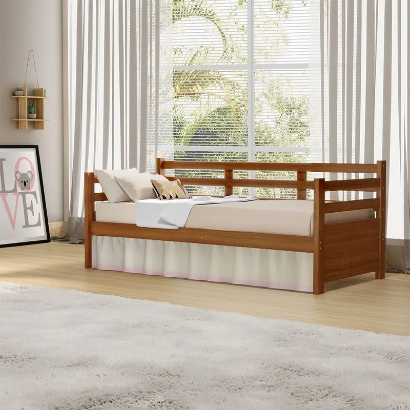 Cama Solteiro com Colchão Babá Madeira Enjoy Mona Mais Nicho - Castanho