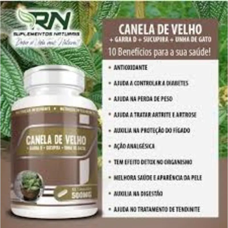 Canela Velho Garra D+ Sucupira Unha De Gato 100%60 Cps 500mg