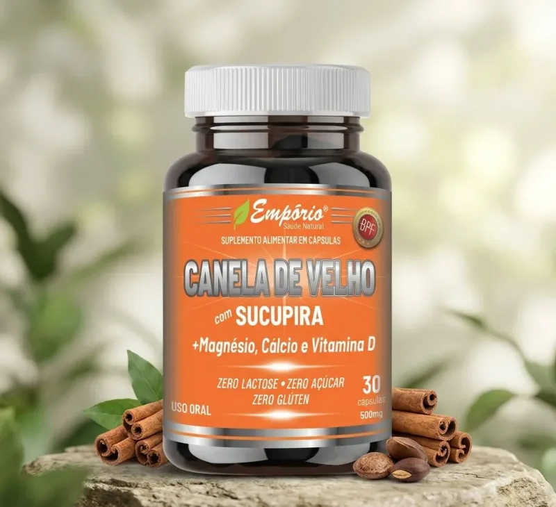 Canela de Velho + Sucupira + Magnésio + Cálcio + Vitamina D 500mg 30 Cápsulas