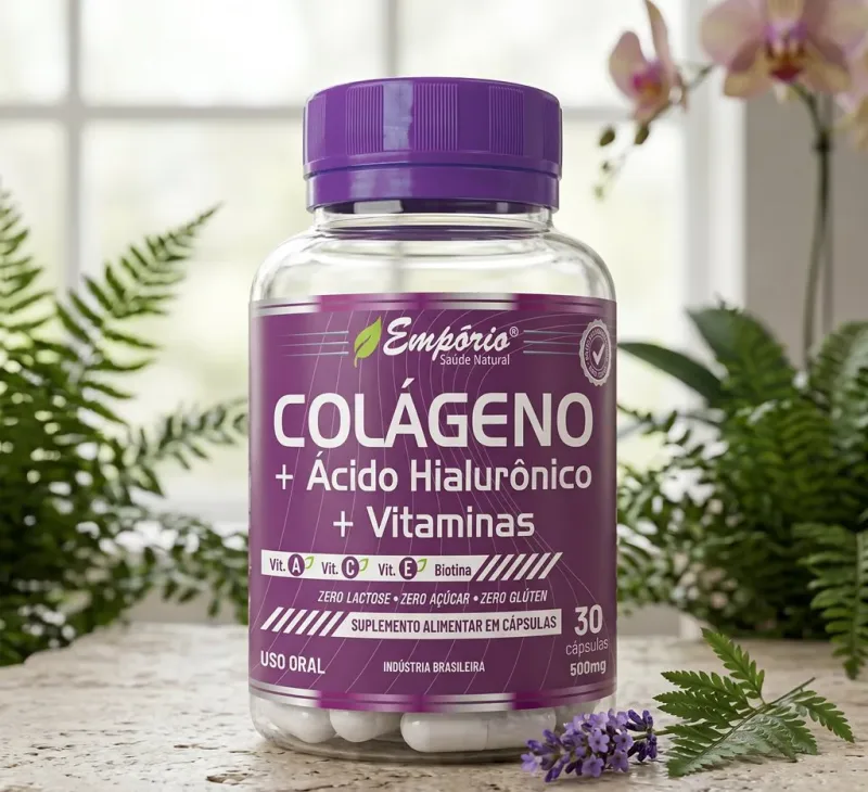 Colágeno + Ácido Hialurônico + Vitaminas 500mg 30 Cápsulas