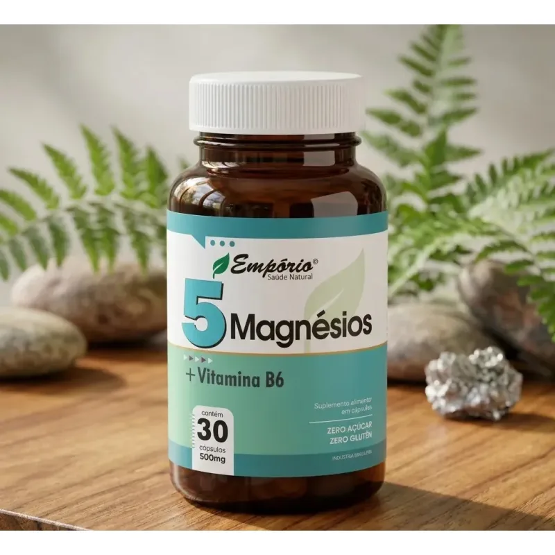 5 Magnésios + Vitamina B6 500mg 30 Cápsulas