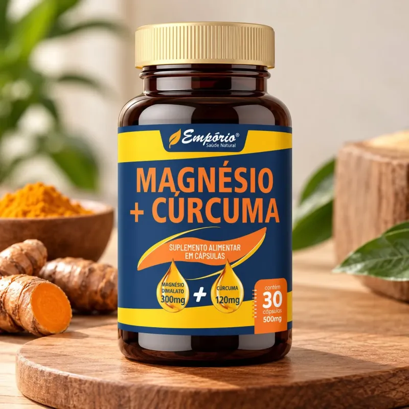 Magnésio e Cúrcuma 500mg 30 Cápsulas