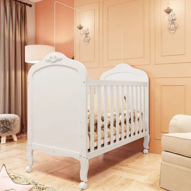 Berço Mini Cama 3 em 1 100% MDF Maya Espresso Móveis Branco Brilho/Corino Branco Brilho/Corino Branco
