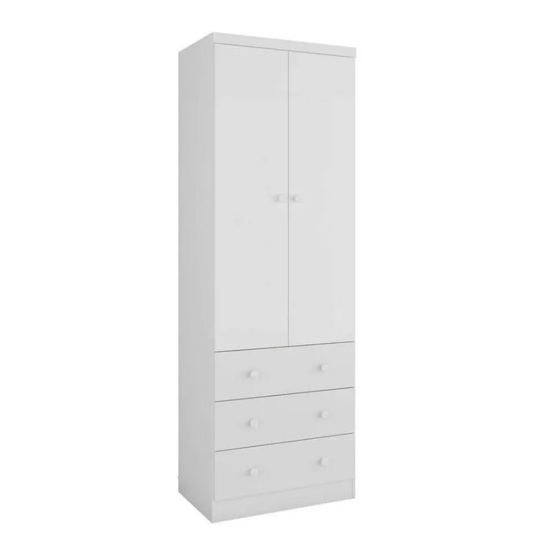 Guarda-Roupa Infantil 2 Portas E 3 Gavetas Smim New Móveis Peroba Branco Brilho