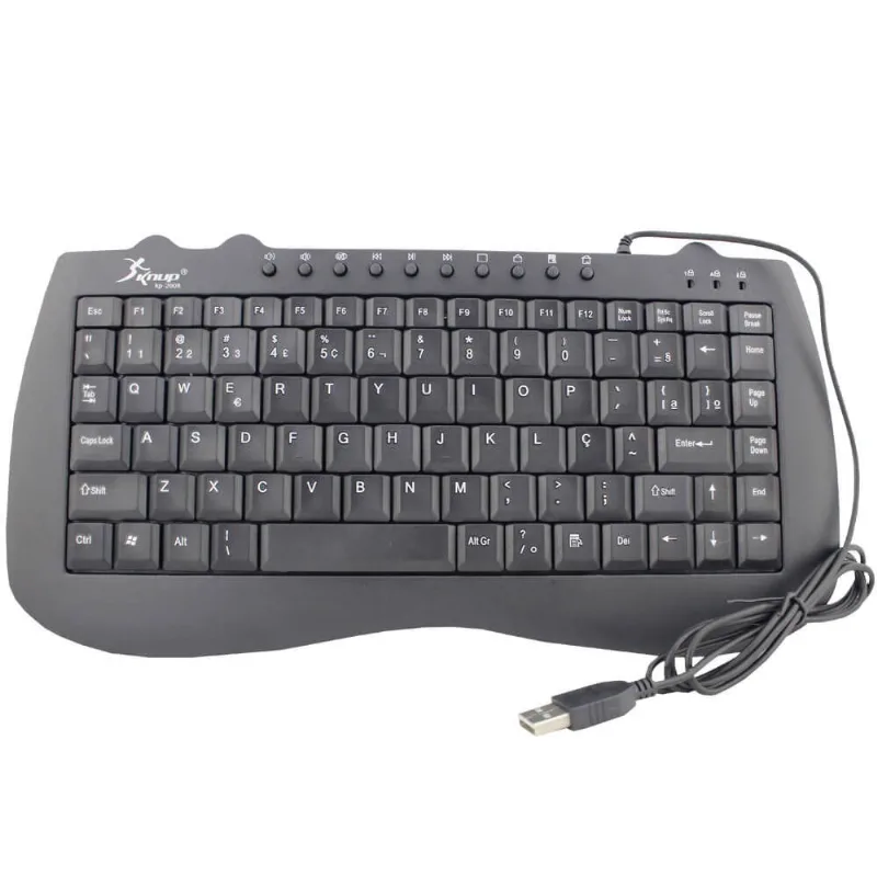 Teclado Multimídia Standard com fio Usb Kp-2008 Mini