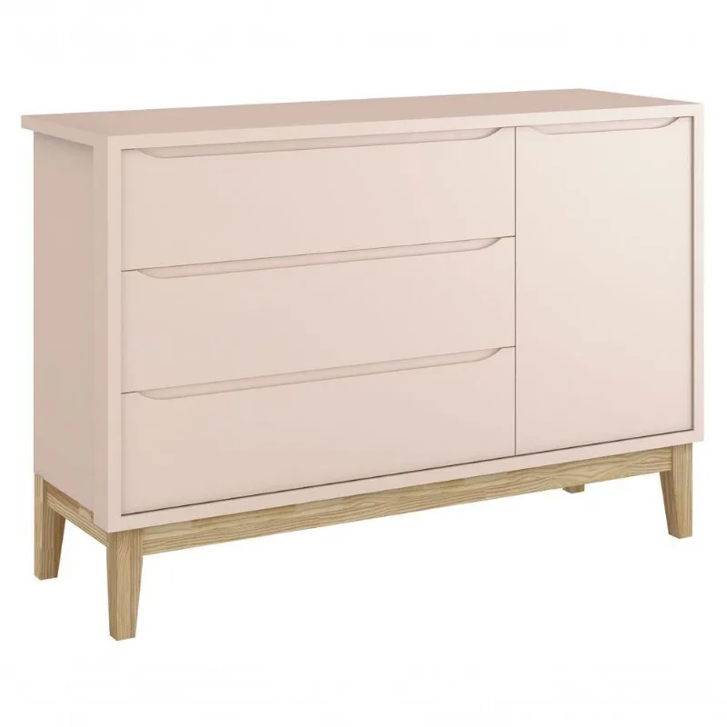 Cômoda Sapateira Classic New Rosa Fosco Com Natural - Moveisaqui