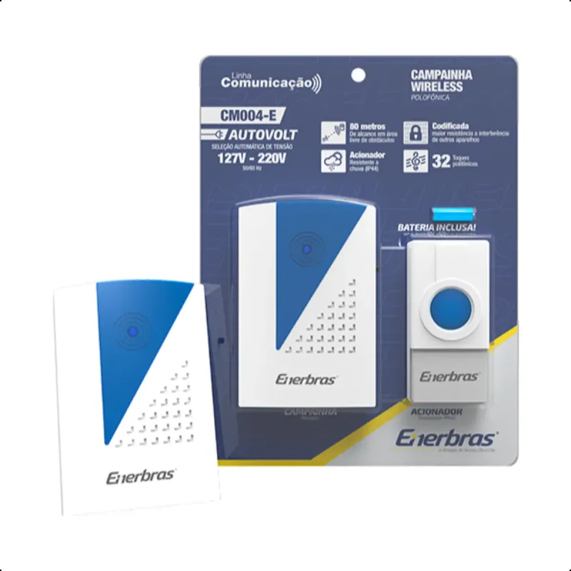CAMPAINHA WIRELESS ENERBRAS CODIFICADA PLUGUE CM004-E na Eletro Paulista