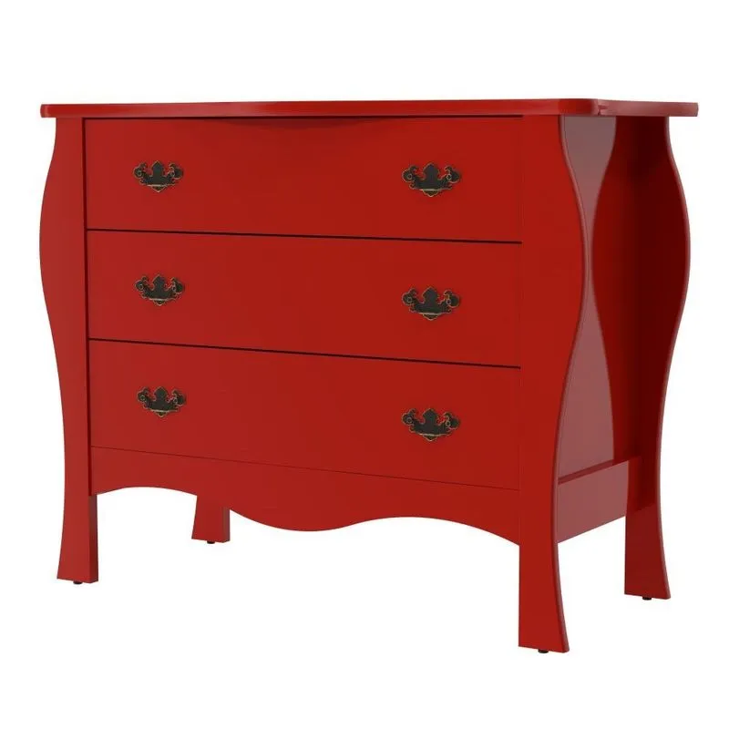 Aparador 3 Gavetas 100% MDF Lolita Vermelho - Urbe Móveis