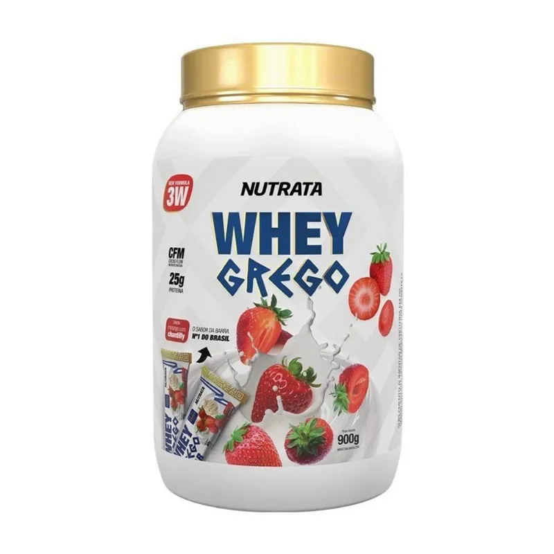Whey Grego 900g Sabor Morango Com Chantilly