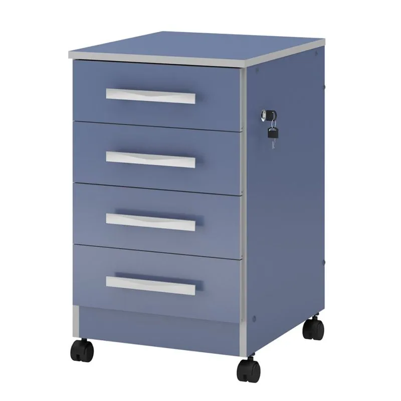 Gaveteiro Arquivo 4 Gavetas com Rodízios Plata Móveis Azul/Cinza