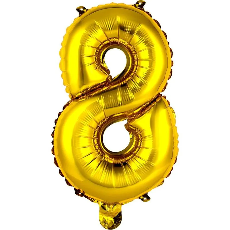 Balao Metalizado Numero 8 Ouro 40CM.