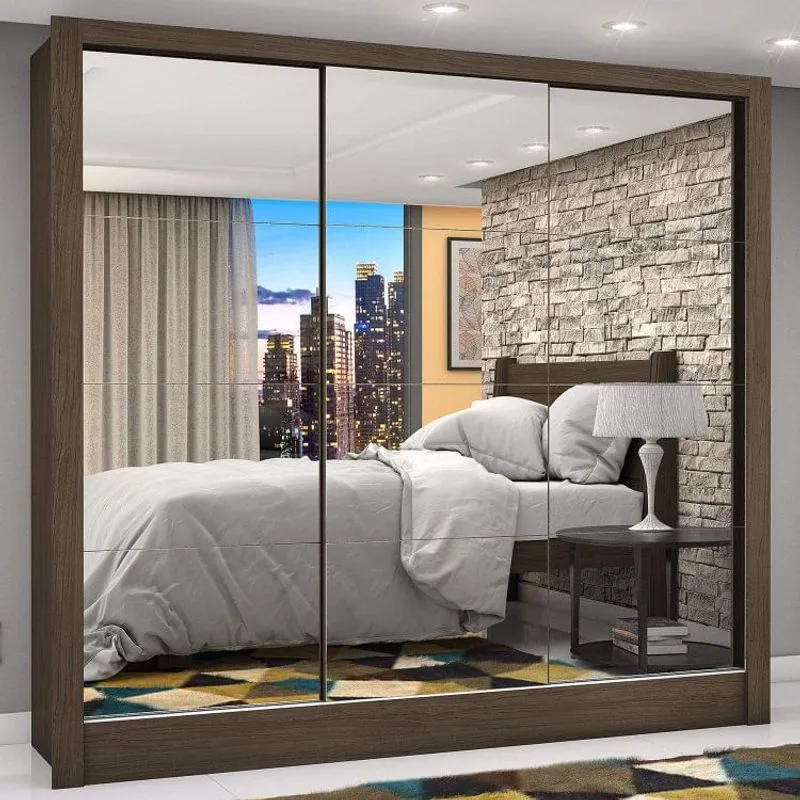 Guarda Roupa Casal 3 Portas com Espelho Porto Premium Espresso Móveis