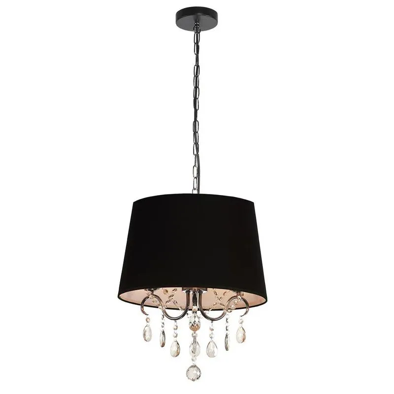 Luminária Pendente Modaza Maggiore Com 13 Cristais 3x 40w, Preto