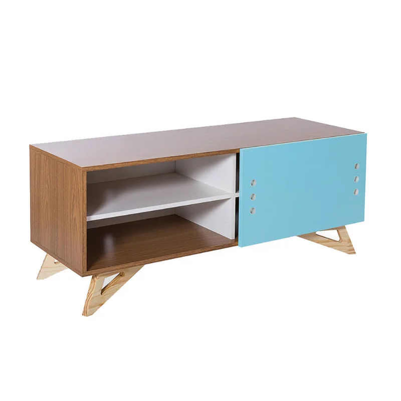 Rack Freddie Porta Correr 1,20 Freijó/Azul