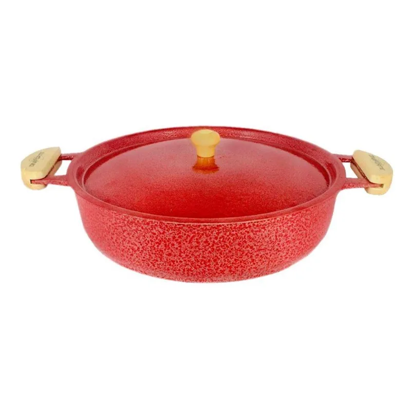 Frigideira 767-DF.V Alumínio Fundido Craquelado 2,8L 28cm Alça Meia Lua Vermelha