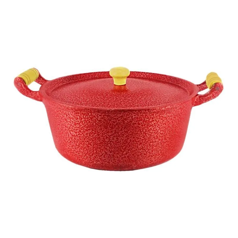 Caçarola 1113-DF.V Reta Alumínio Craquelado Vermelho 30cm 6,8L Alça Madeira Diviforte