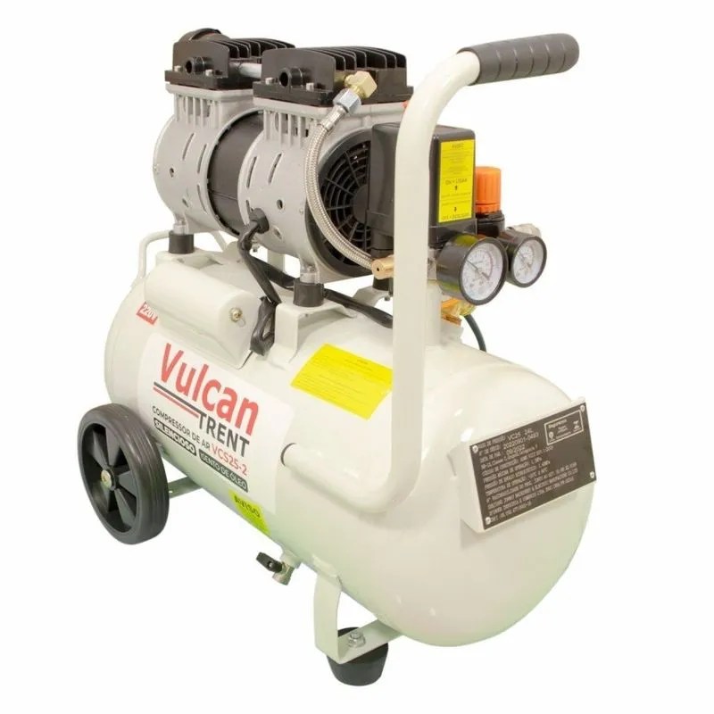 Compressor De Ar Silencioso 24 Litros 1,5 Hp 11 Bar 220v Vcs 25-2 Vulcan Trent