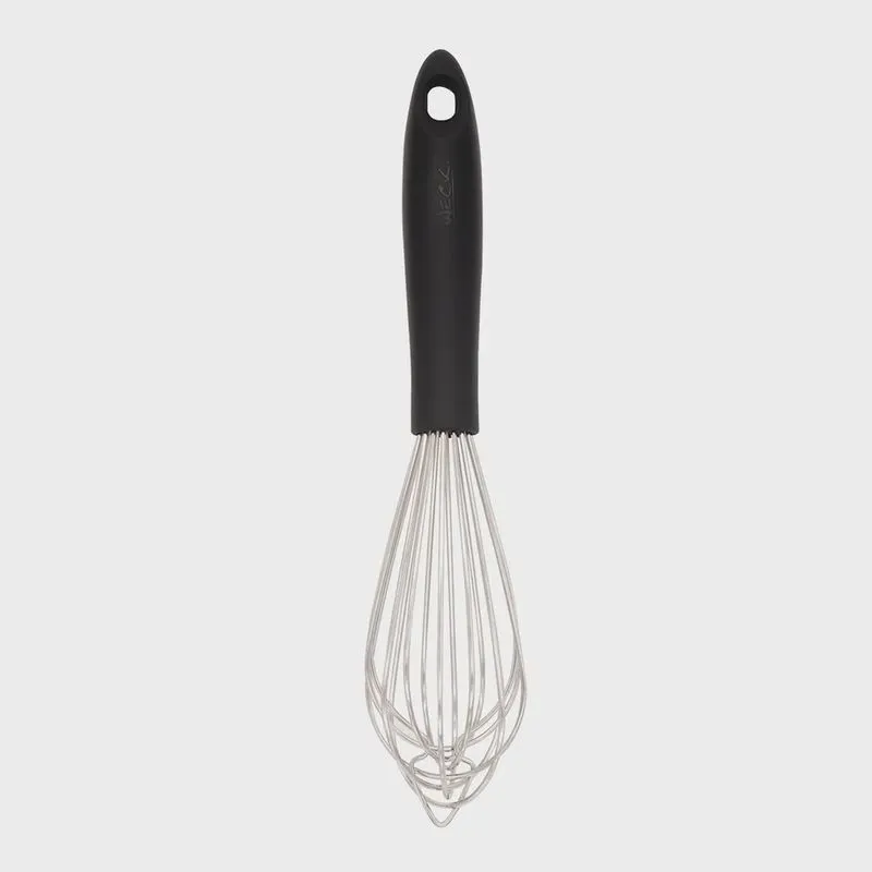 Batedor Manual Profissional Weck - Aço Inox com Cabo Preto 40cm
