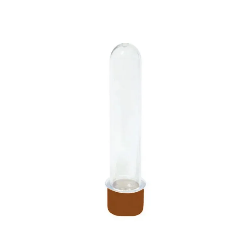 TUBETE PS CRISTAL 13CM C/TAMPA MARROM ÚNICA