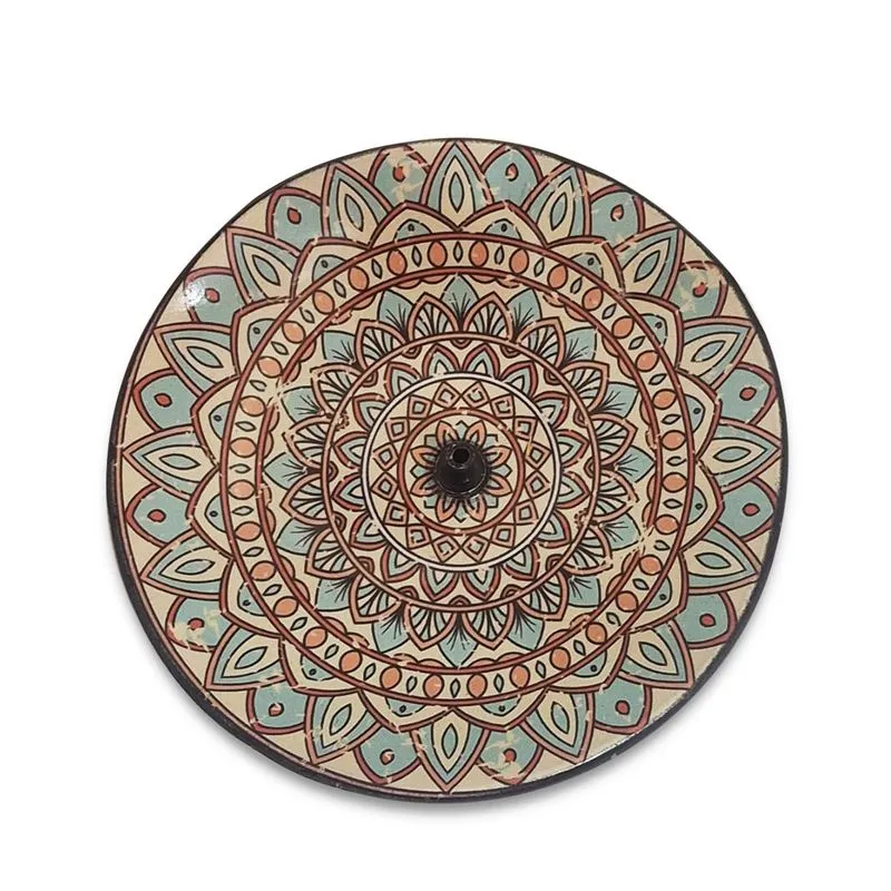 Incensário De Cerâmica Vareta Mandala Clara Espiritual 10 Cm