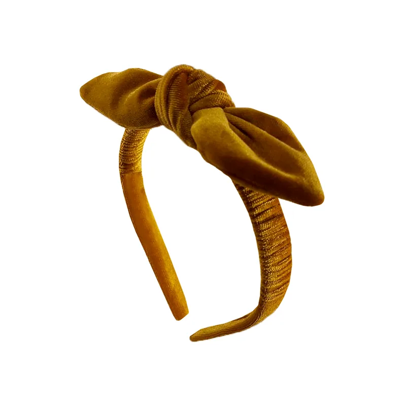 Tiara De Veludo Com Laço - Dourado